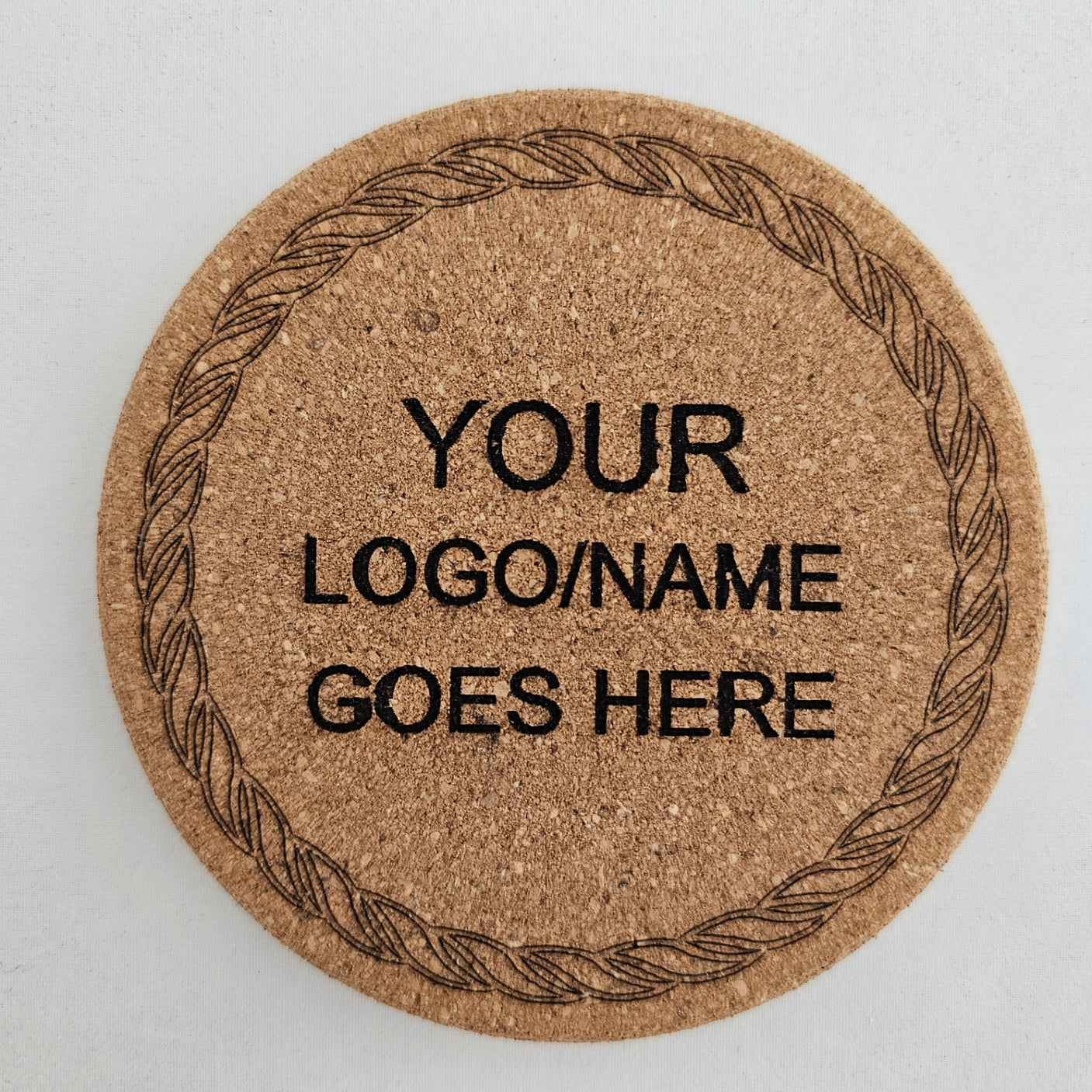 Custom Laser Engraved Cork Coaster Set – 4 Inch Round, 1/4 Inch Thick (Set of 4)
