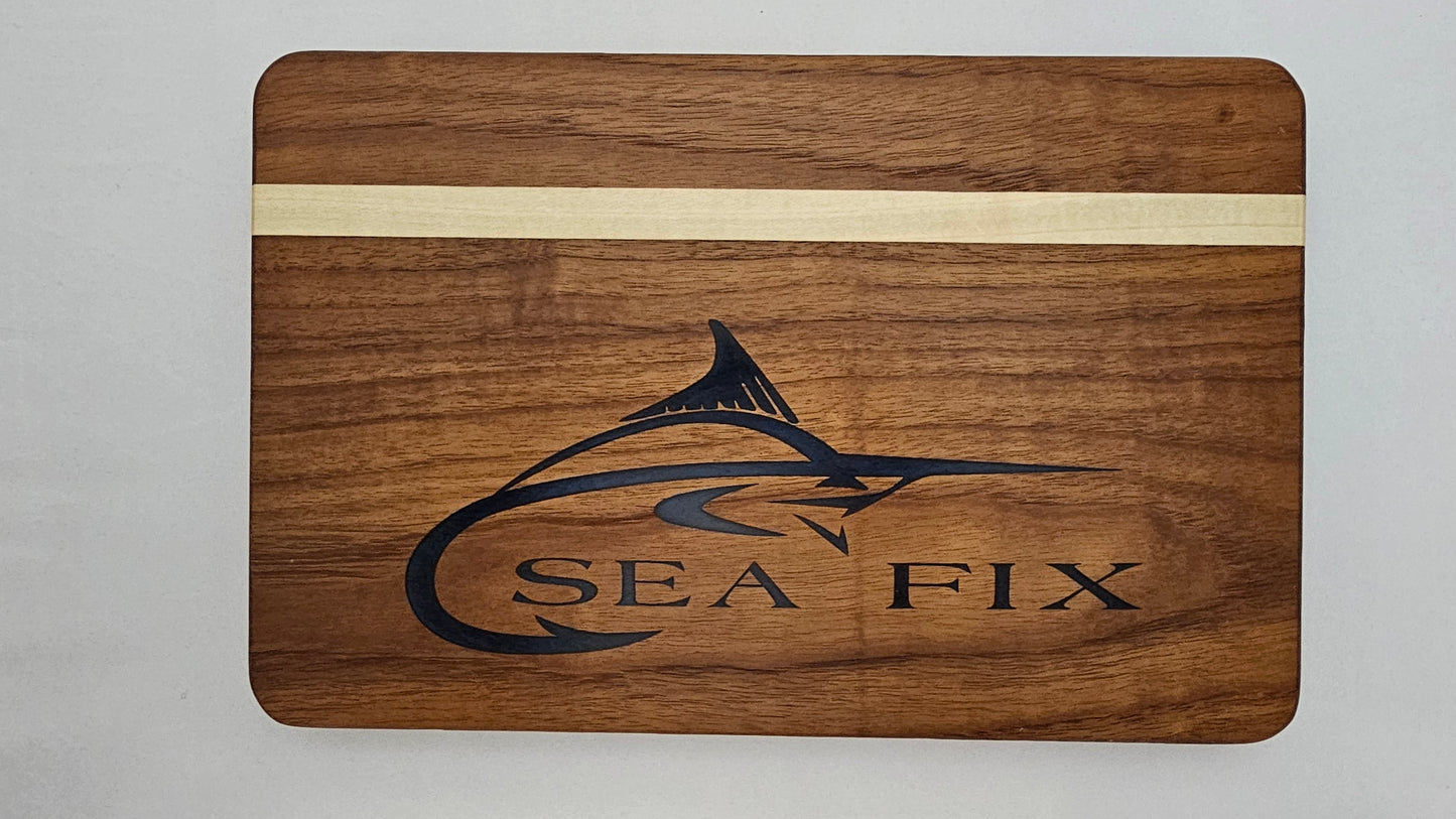 Handmade Custom Laser Engraved Teak and Holly Cutting Board with Resin Inlay – (approx)13" x 10" x 7/8"