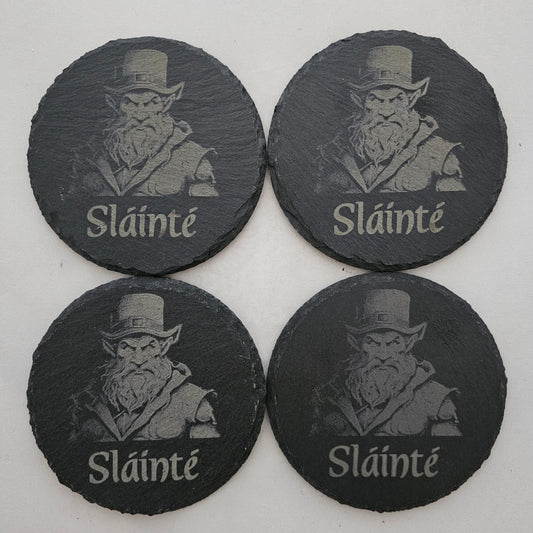 Custom Laser Engraved Slate Coaster Set – 4 Inch Round (Set of 4)