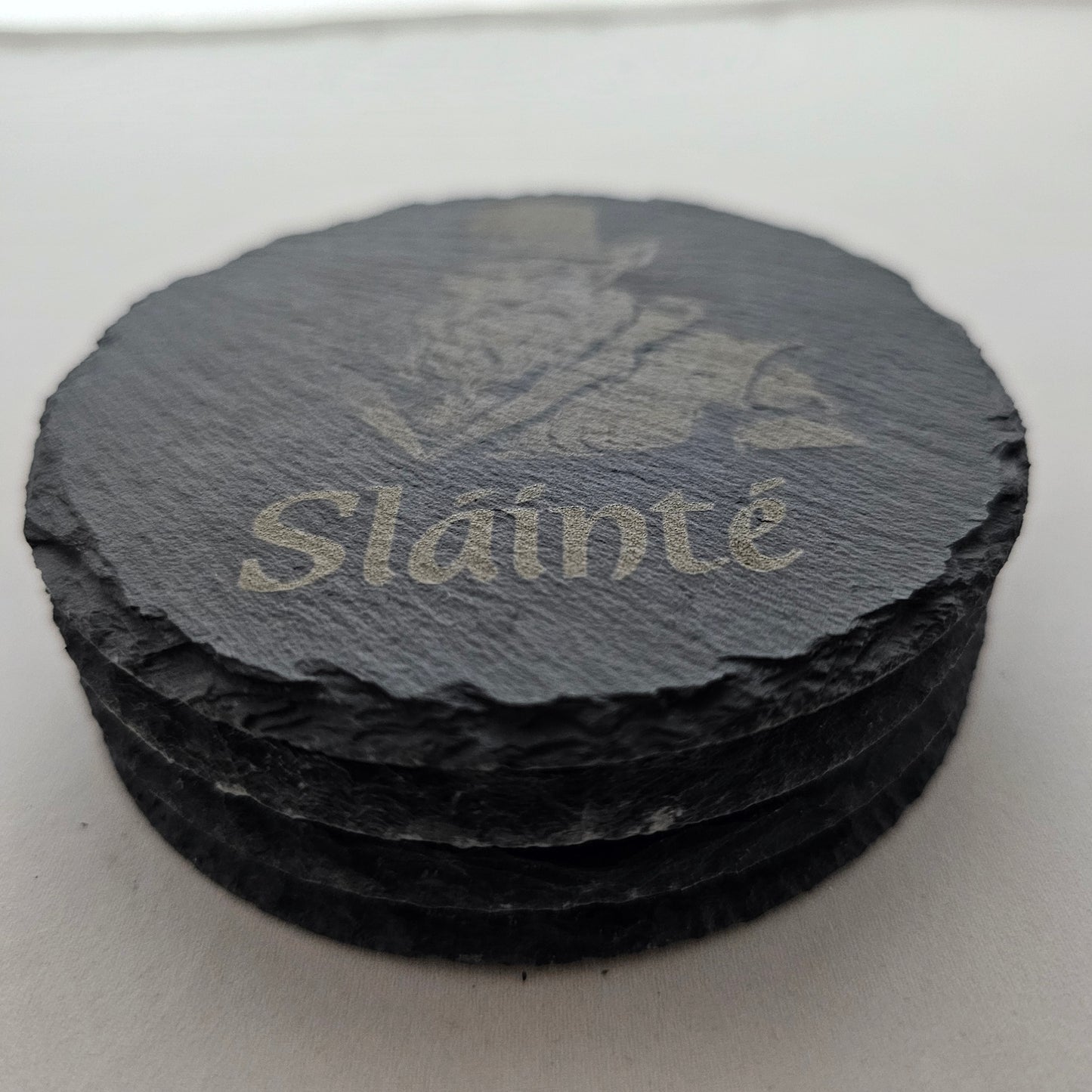 Custom Laser Engraved Slate Coaster Set – 4 Inch Round (Set of 4)