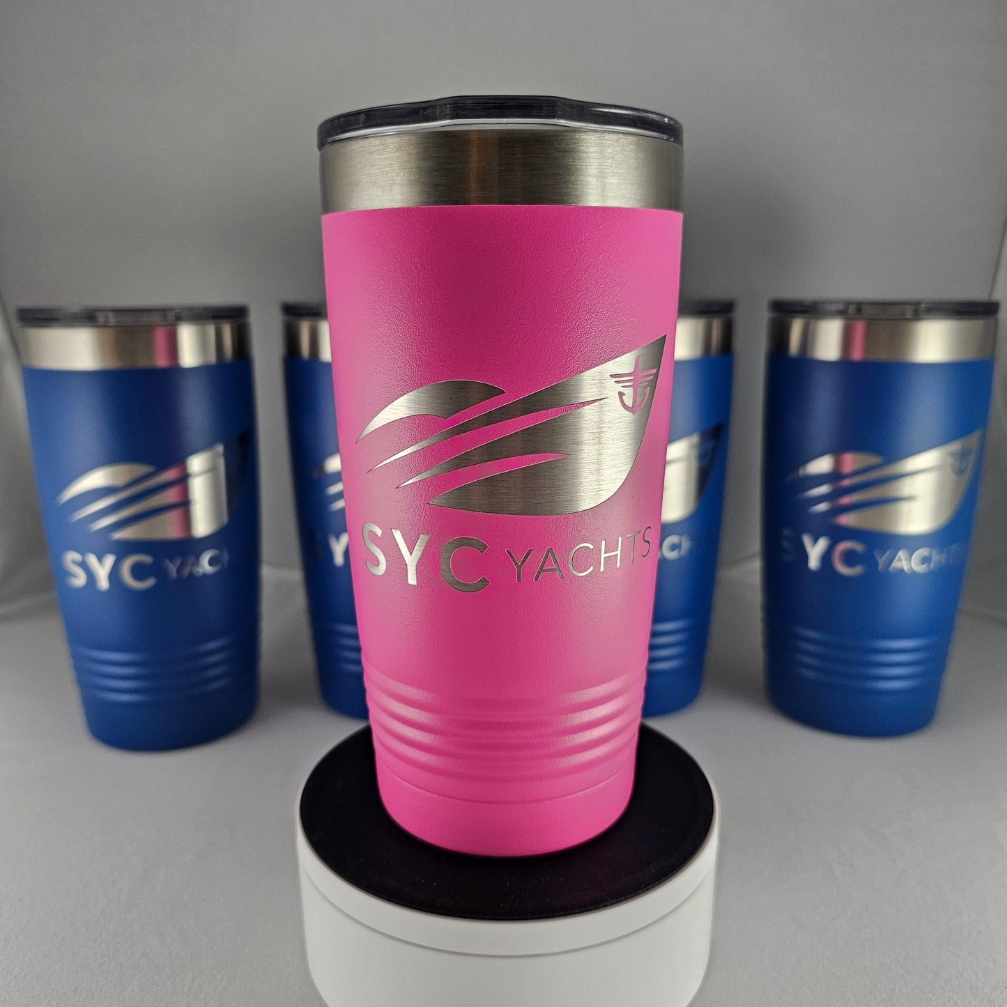 20 oz stainless steel tumbler with slider lid w/logo