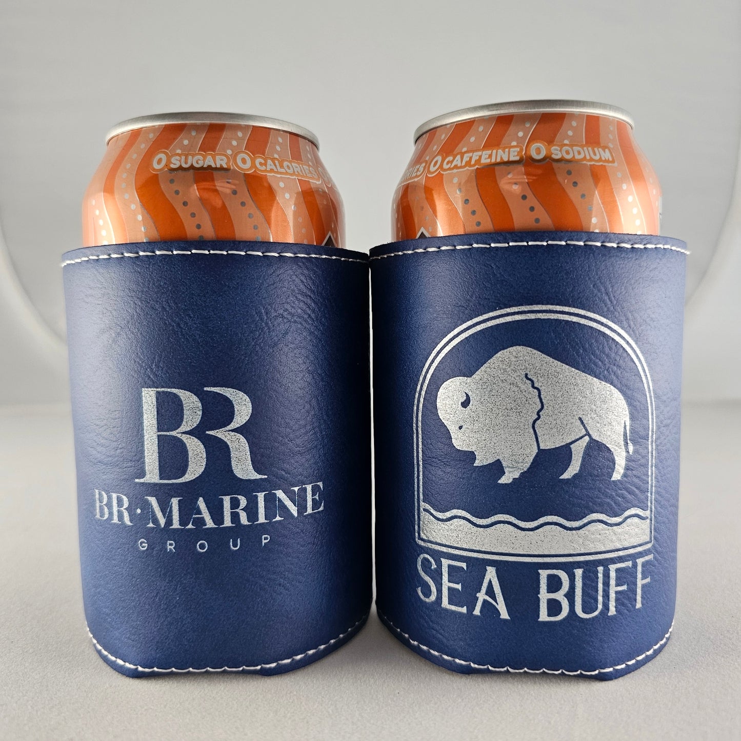 Custom Laser Engraved Leatherette Can Koozie – 12 oz