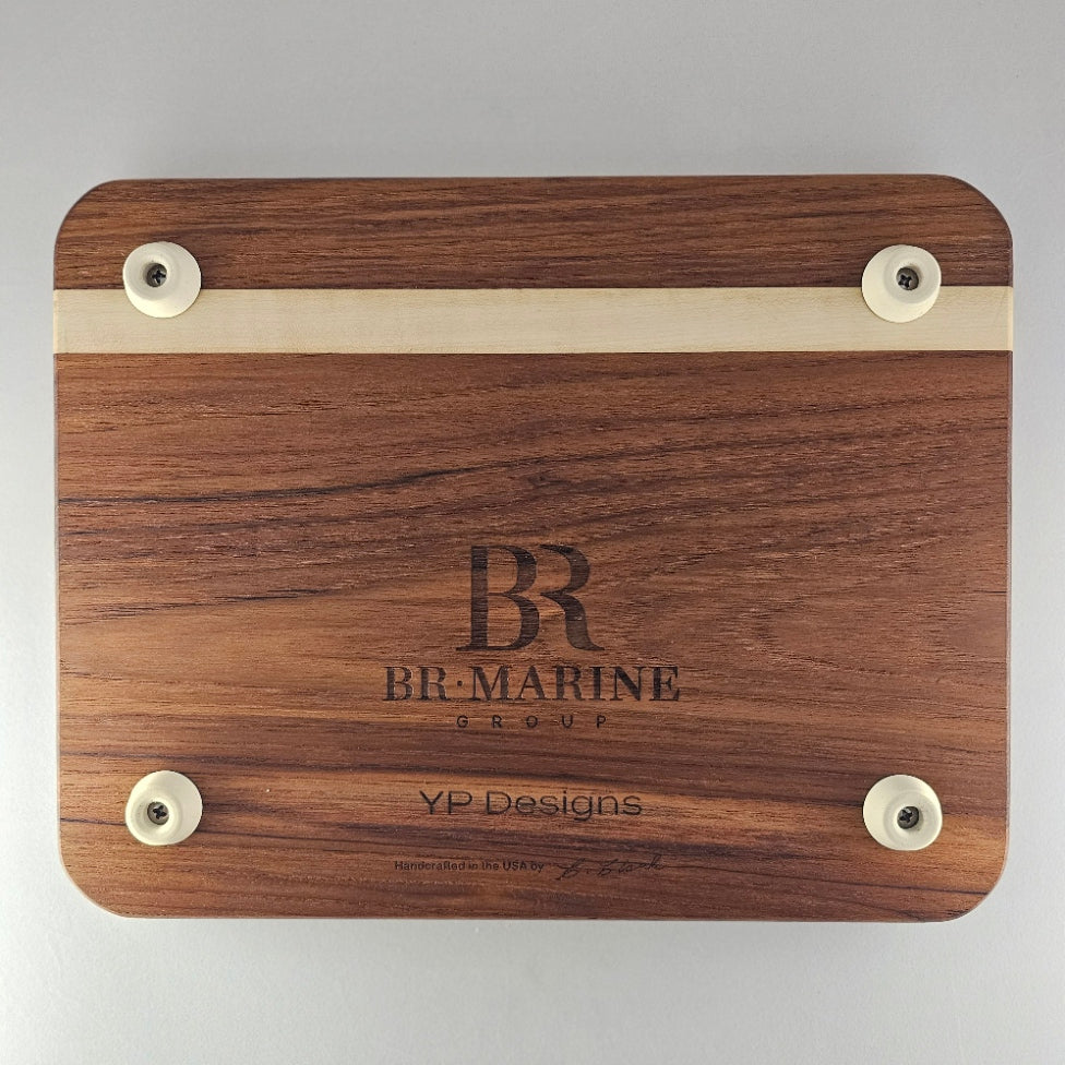 Handmade Custom Laser Engraved Teak and Holly Cutting Board with Resin Inlay – (approx)13" x 10" x 7/8"