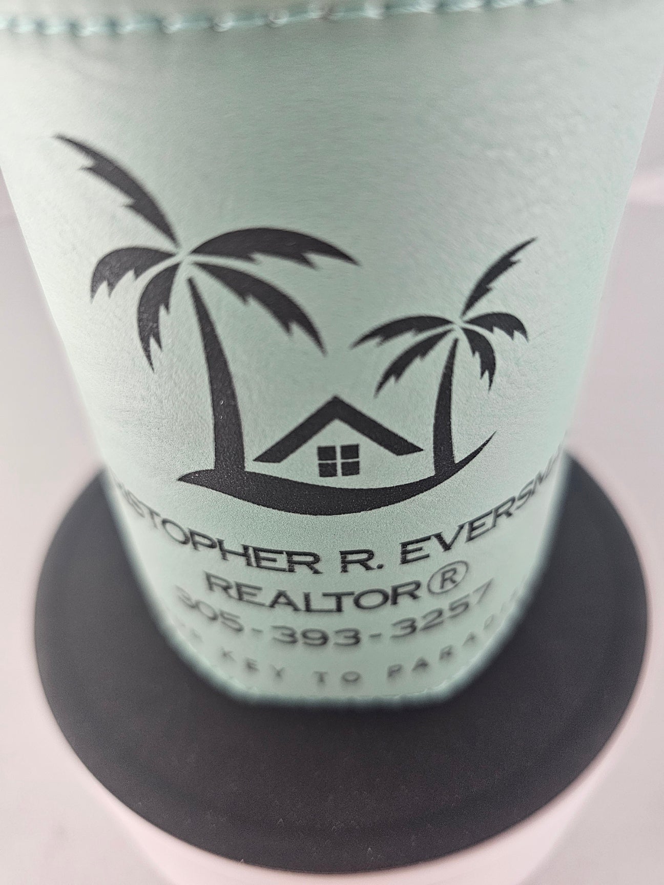 Custom Laser Engraved Leatherette Can Koozie – 12 oz