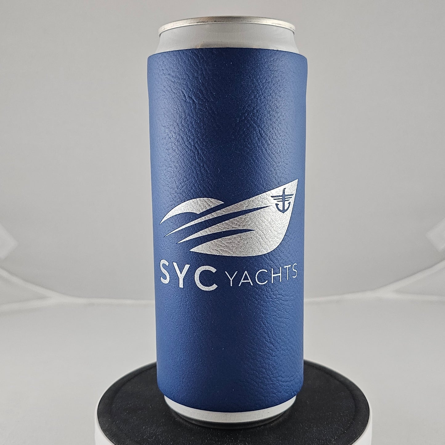 Custom Laser Engraved Slim Can Leatherette Koozie