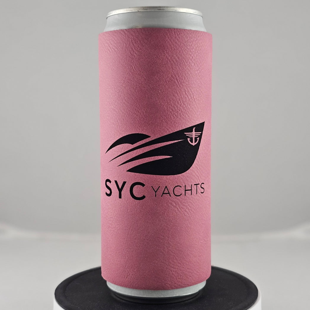 Custom Laser Engraved Slim Can Leatherette Koozie