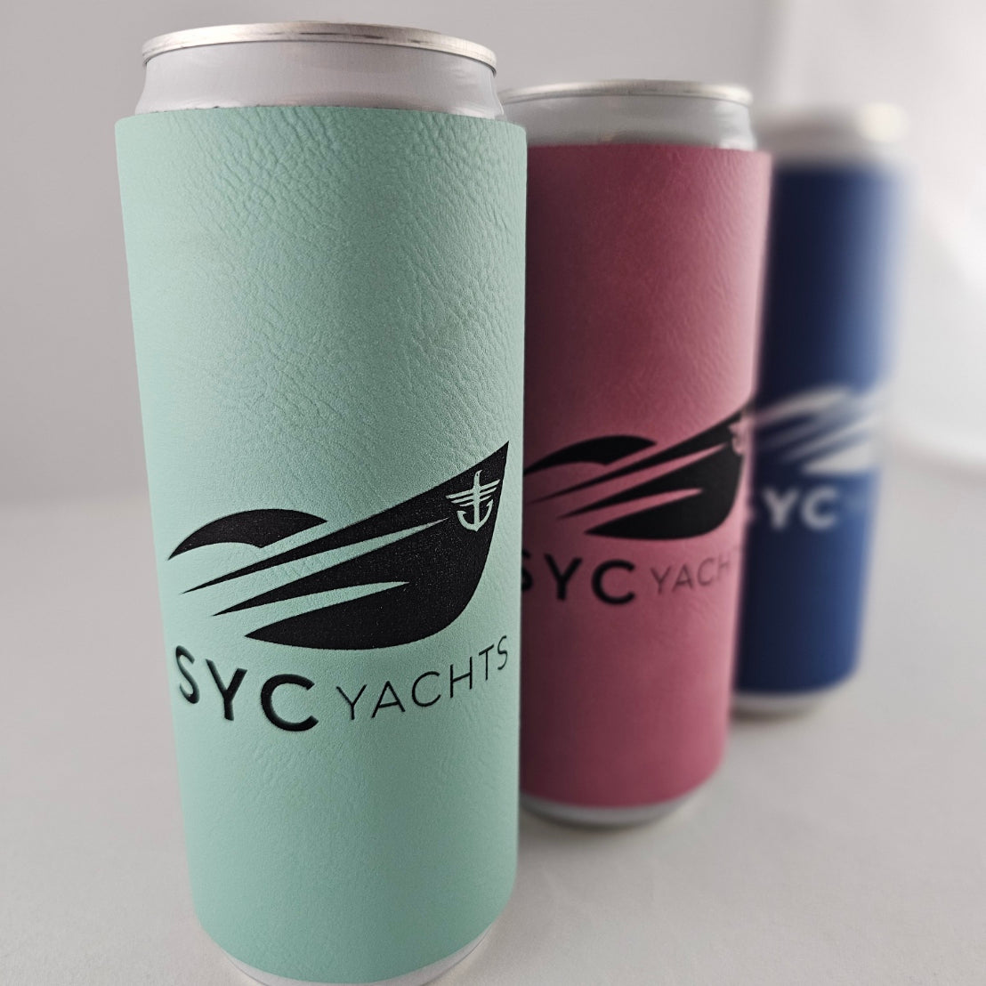 Custom Laser Engraved Slim Can Leatherette Koozie