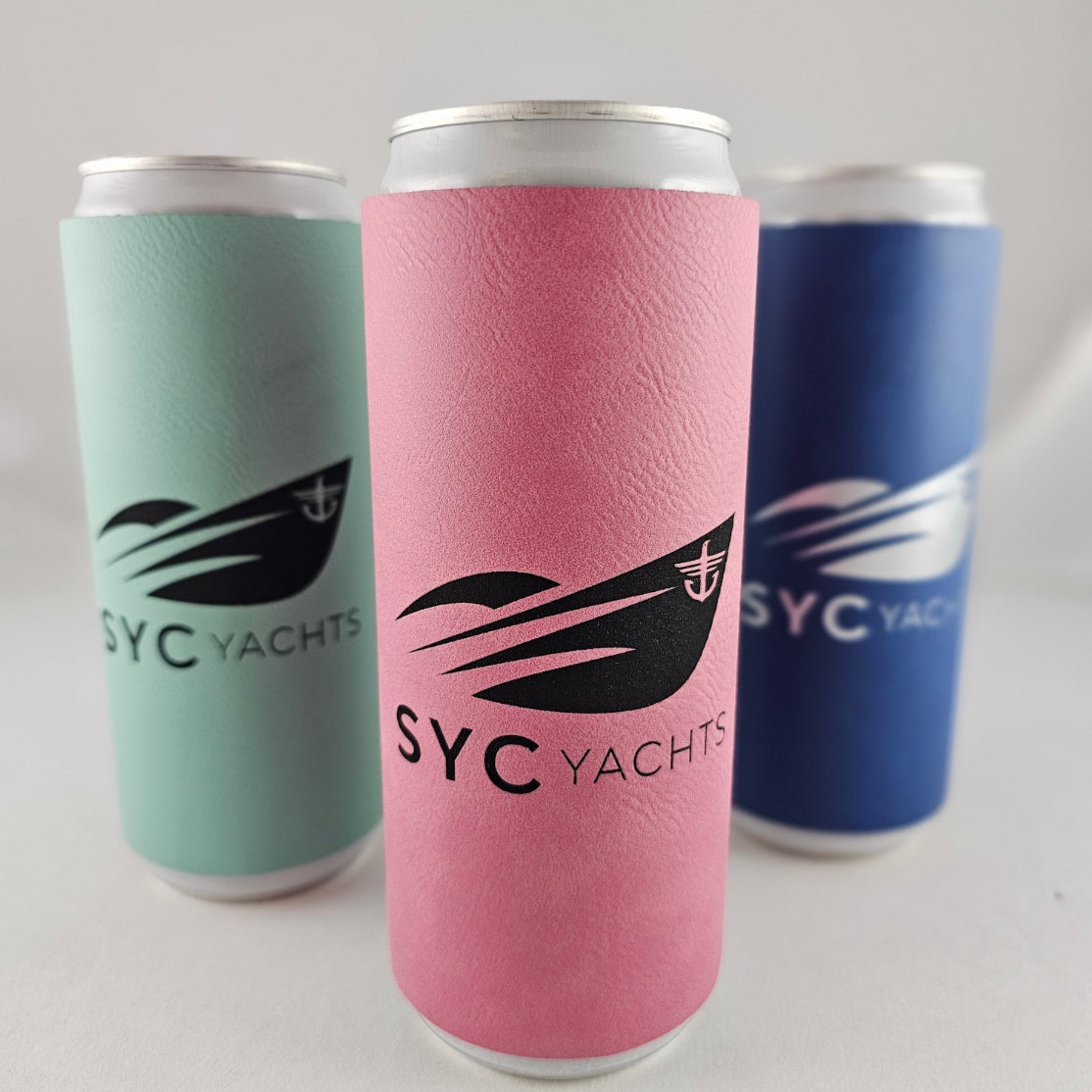 Custom Laser Engraved Slim Can Leatherette Koozie